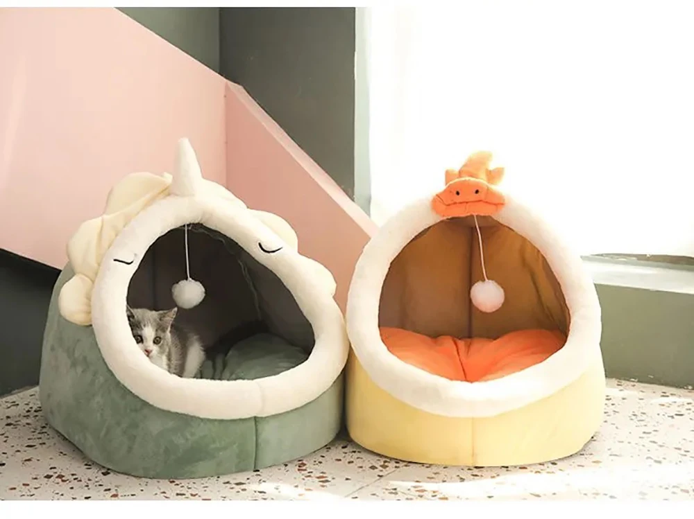 Pet Tent Cave Bed for Cats Small Dogs Self-Warming Sleeping Bed Foldable Removable Washable