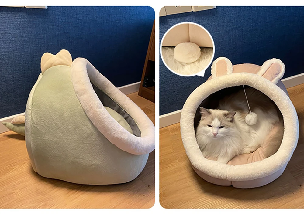 Pet Tent Cave Bed for Cats Small Dogs Self-Warming Sleeping Bed Foldable Removable Washable