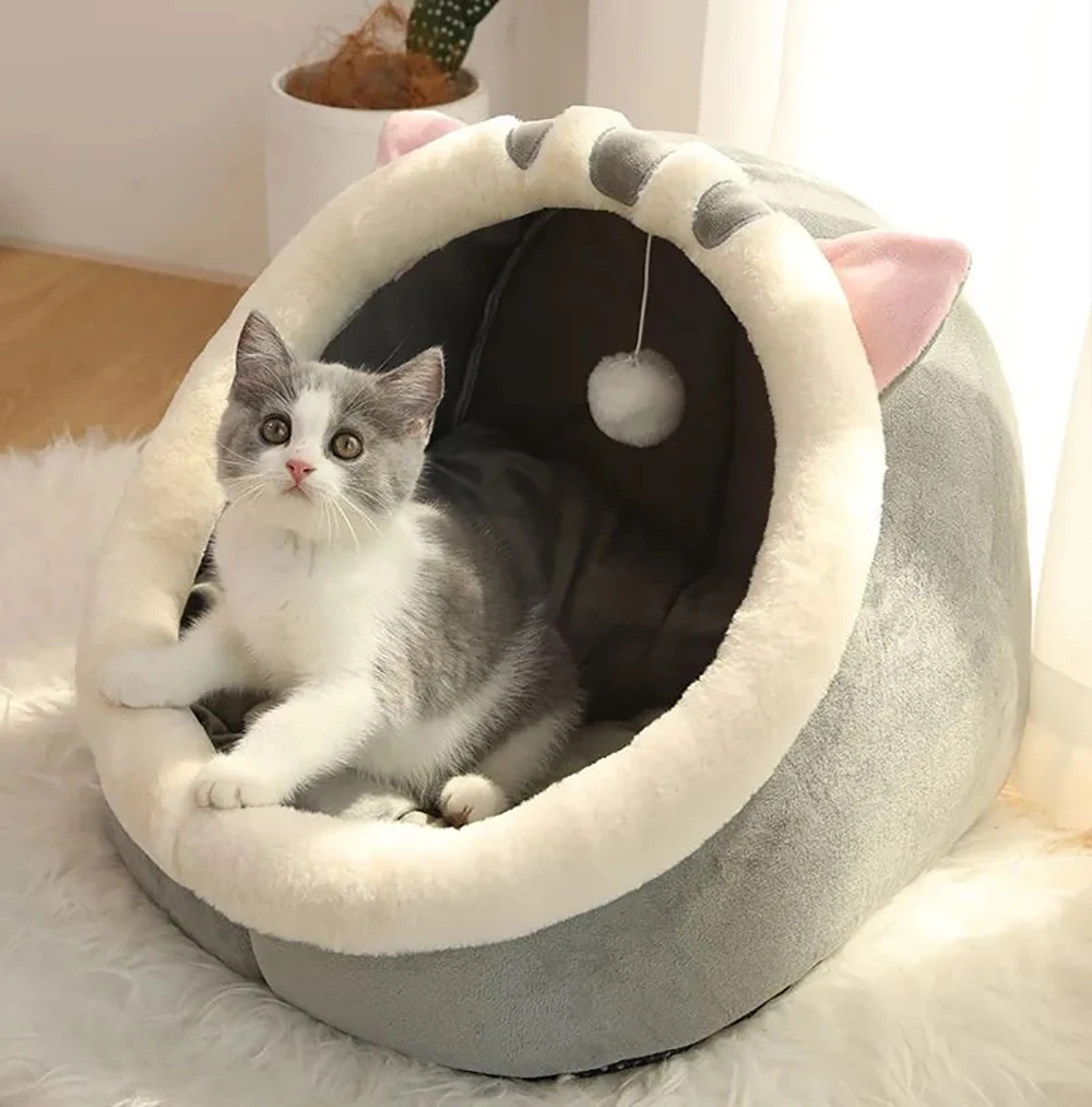 Pet Tent Cave Bed for Cats Small Dogs Self-Warming Sleeping Bed Foldable Removable Washable