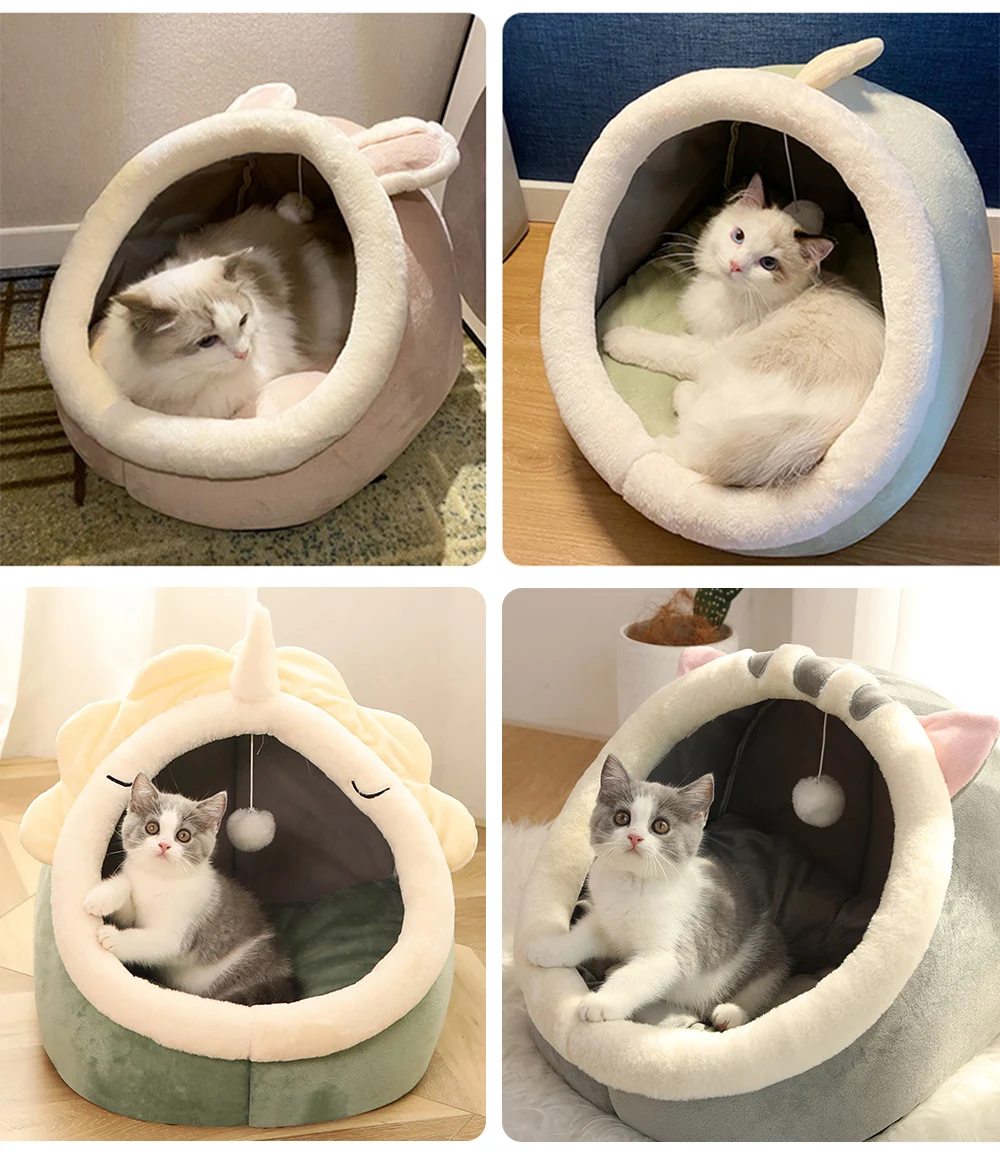 Pet Tent Cave Bed for Cats Small Dogs Self-Warming Sleeping Bed Foldable Removable Washable