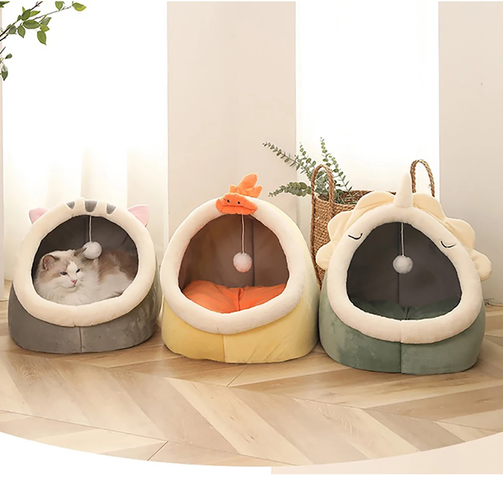 Pet Tent Cave Bed for Cats Small Dogs Self-Warming Sleeping Bed Foldable Removable Washable