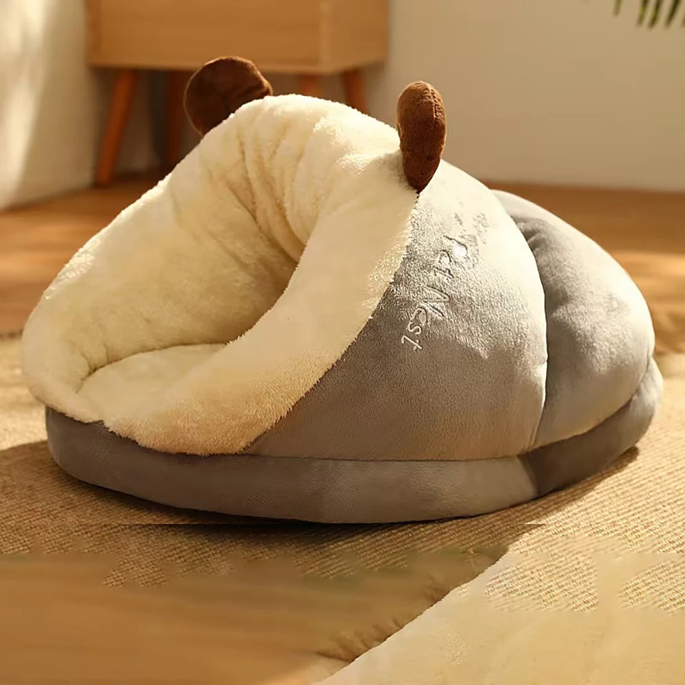 MADDEN Warm Small Dog and Cat Kennel Bed Breathable, Slippers Shaped Dog Bed Cat Sleep Bag Foldable Washable.