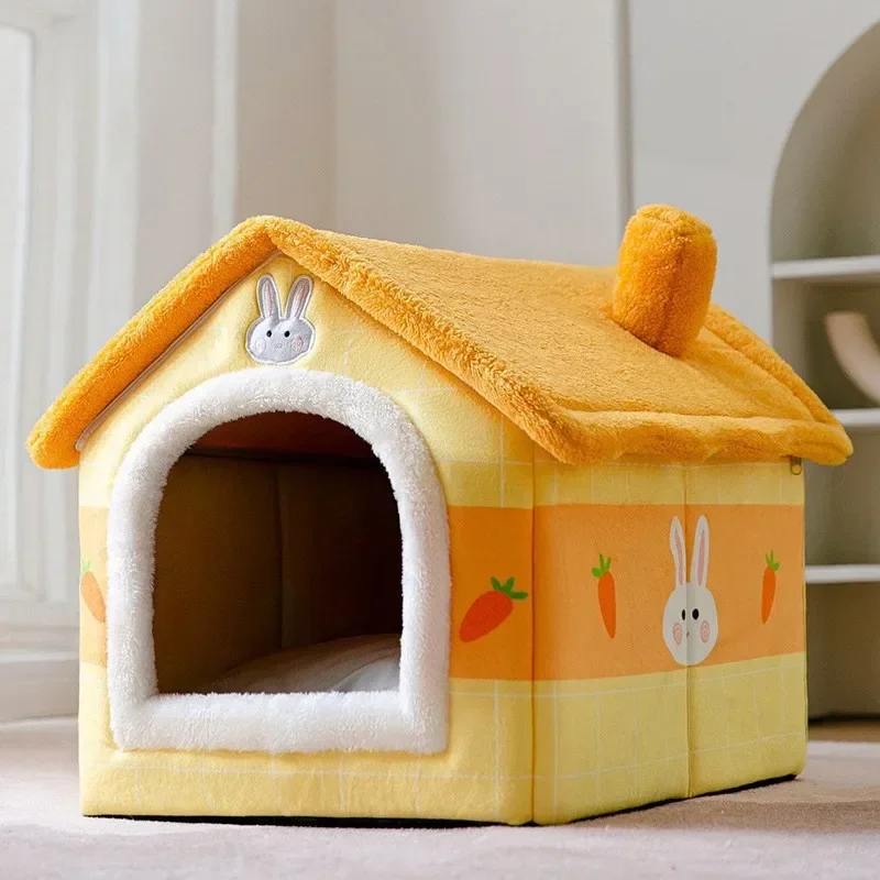 Foldable Outdoor Cat & Small Dog House Waterproof Puppy Cave Nest with Pets Pad Dog Cat Bed Tent Supplies