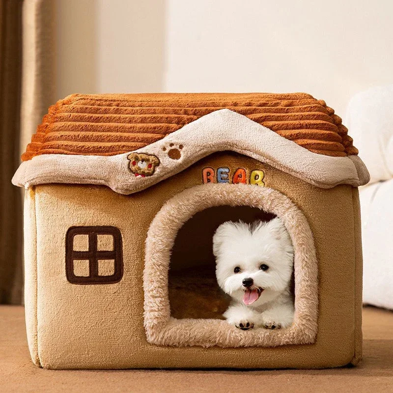 Foldable Outdoor Cat & Small Dog House Waterproof Puppy Cave Nest with Pets Pad Dog Cat Bed Tent Supplies