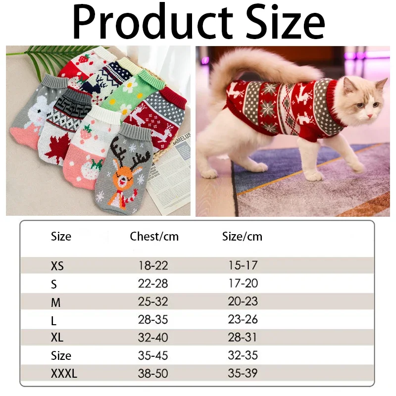 1pc Adorable Pet Reindeer Printed High-Necked Sweater, Warm Cat Knitted Clothing for Party Costume, Cute Cat Apparel