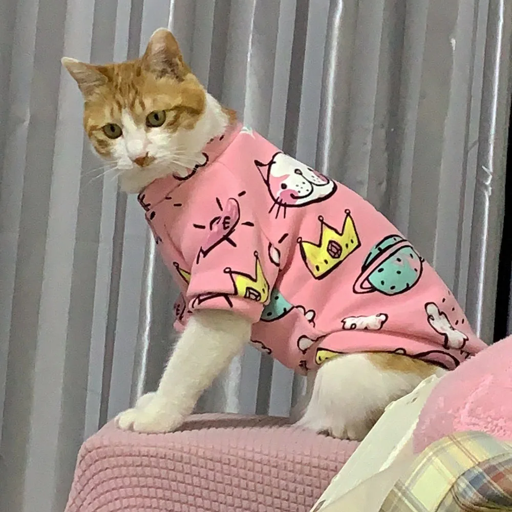 Winter Sphynx Cat Clothes Warm Fleece Cat Hoodie Coat for Puppy Pet Clothing Cute Small Dogs Apparel Hairless Cat Shirt Sweater