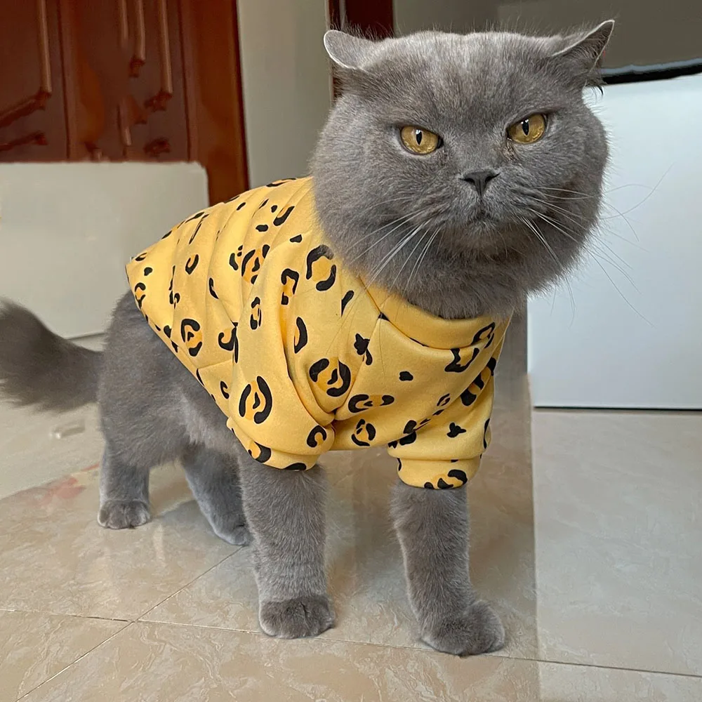 Winter Sphynx Cat Clothes Warm Fleece Cat Hoodie Coat for Puppy Pet Clothing Cute Small Dogs Apparel Hairless Cat Shirt Sweater