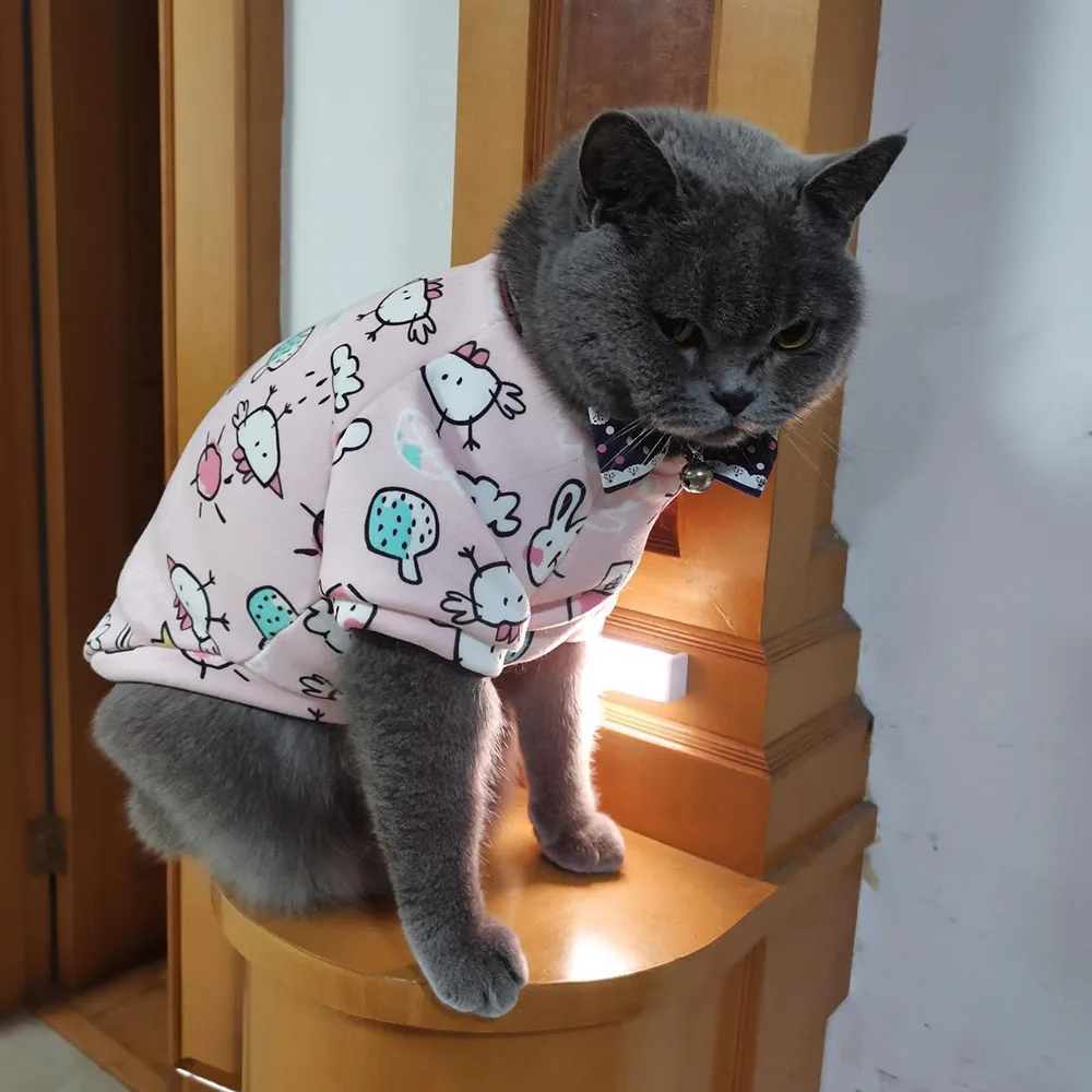 Winter Sphynx Cat Clothes Warm Fleece Cat Hoodie Coat for Puppy Pet Clothing Cute Small Dogs Apparel Hairless Cat Shirt Sweater