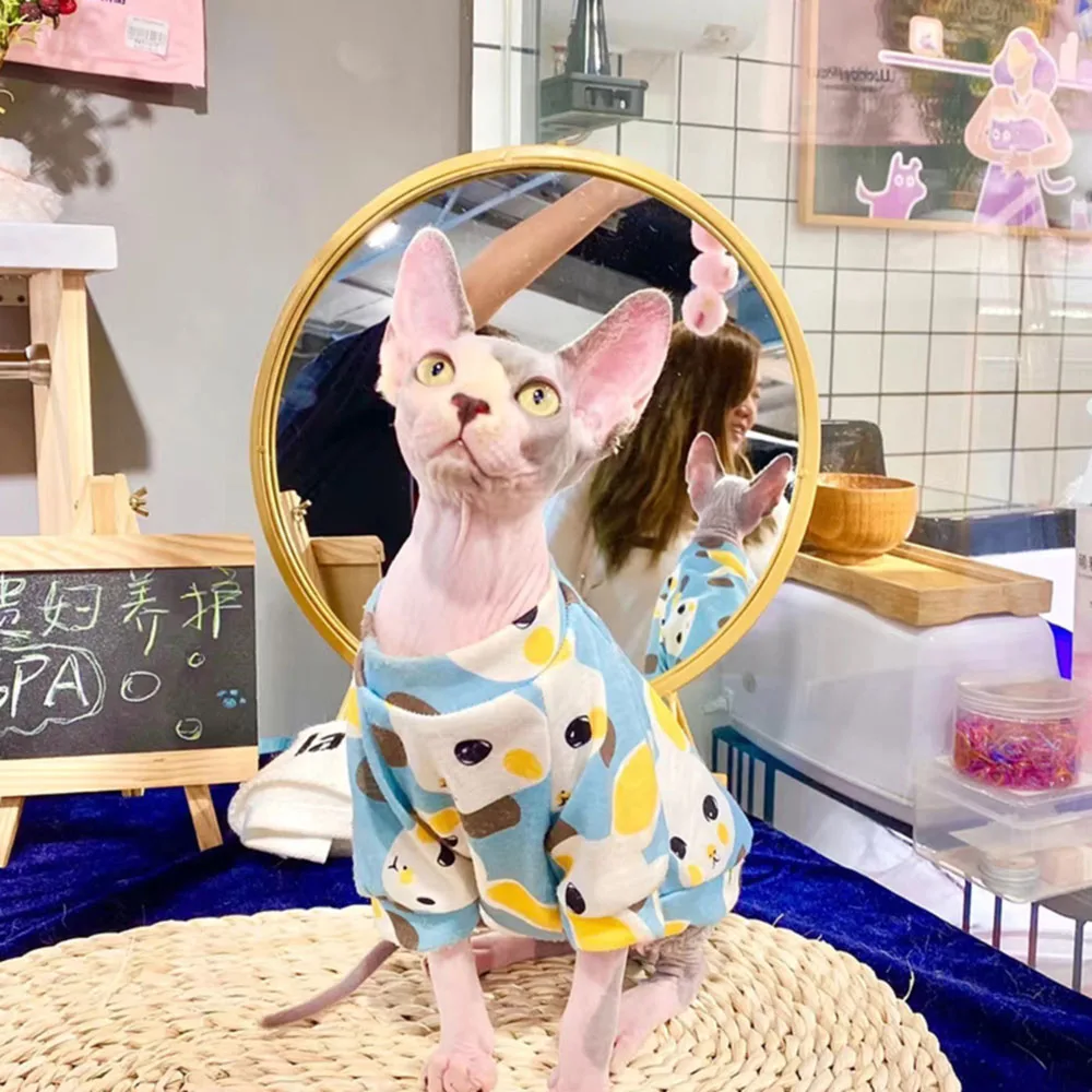 Winter Sphynx Cat Clothes Warm Fleece Cat Hoodie Coat for Puppy Pet Clothing Cute Small Dogs Apparel Hairless Cat Shirt Sweater