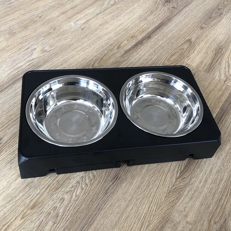 Dog Feeder Bowls Adjustable Raised Stand with Double Stainless Steel Food Water Bowls Small Medium Large Dogs