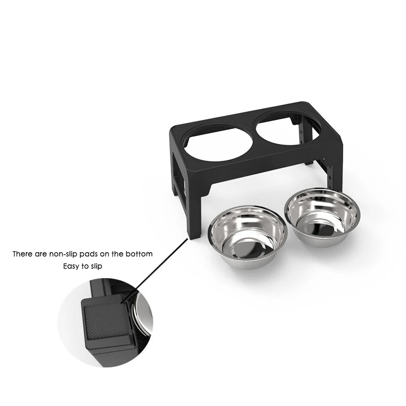 Dog Feeder Bowls Adjustable Raised Stand with Double Stainless Steel Food Water Bowls Small Medium Large Dogs