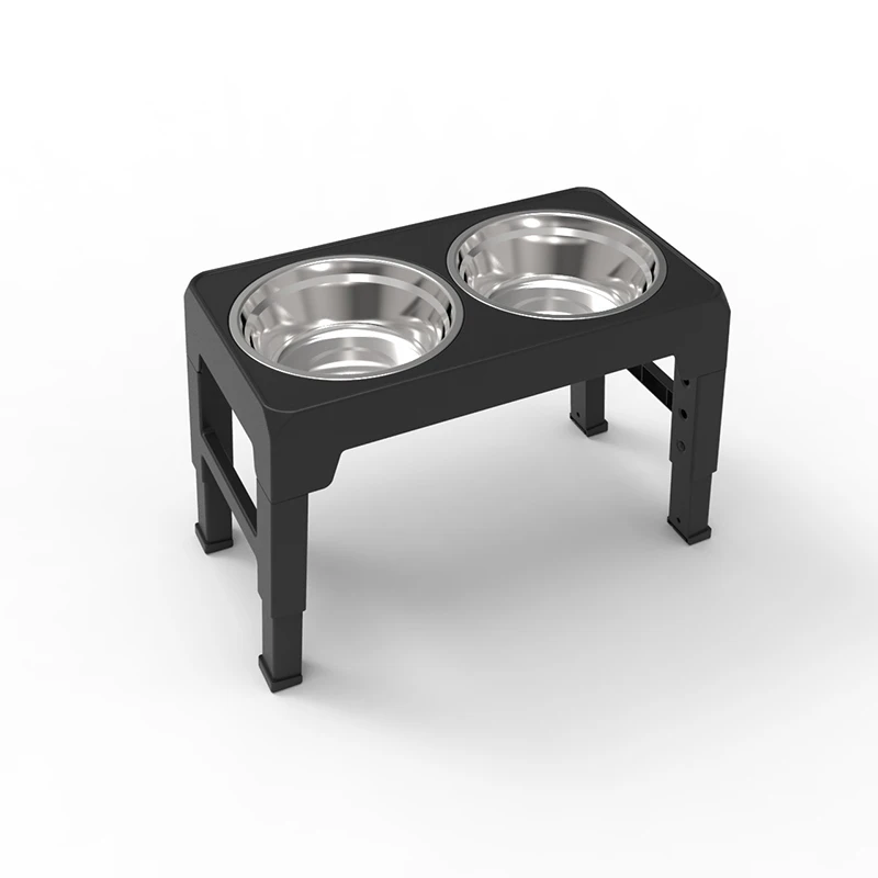 Dog Feeder Bowls Adjustable Raised Stand with Double Stainless Steel Food Water Bowls Small Medium Large Dogs