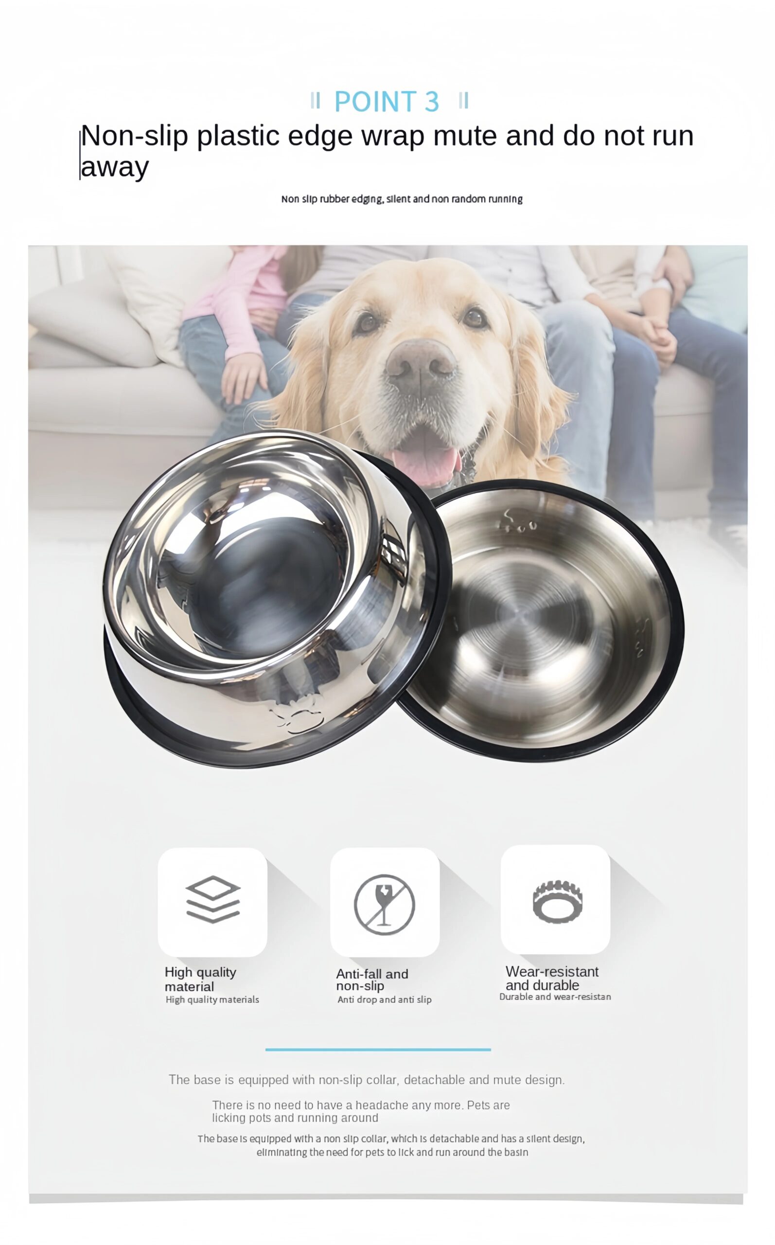 Cat Stainless Steel Bowl Pet Feeding Bowl Cat and Dog Drinking Bowl Metal Feeder Bowl Durable Easy To Clean 6 Sizes