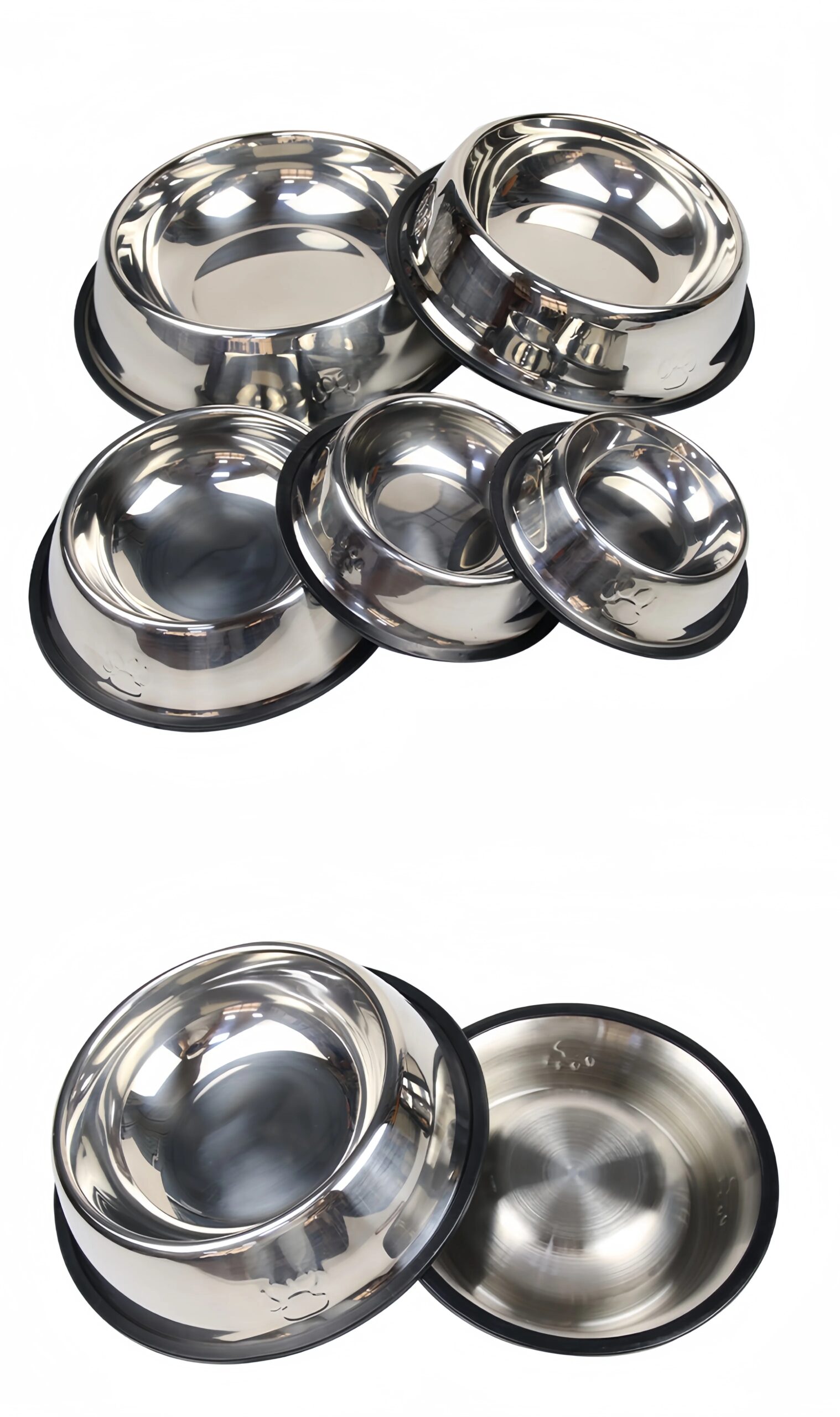 Cat Stainless Steel Bowl Pet Feeding Bowl Cat and Dog Drinking Bowl Metal Feeder Bowl Durable Easy To Clean 6 Sizes