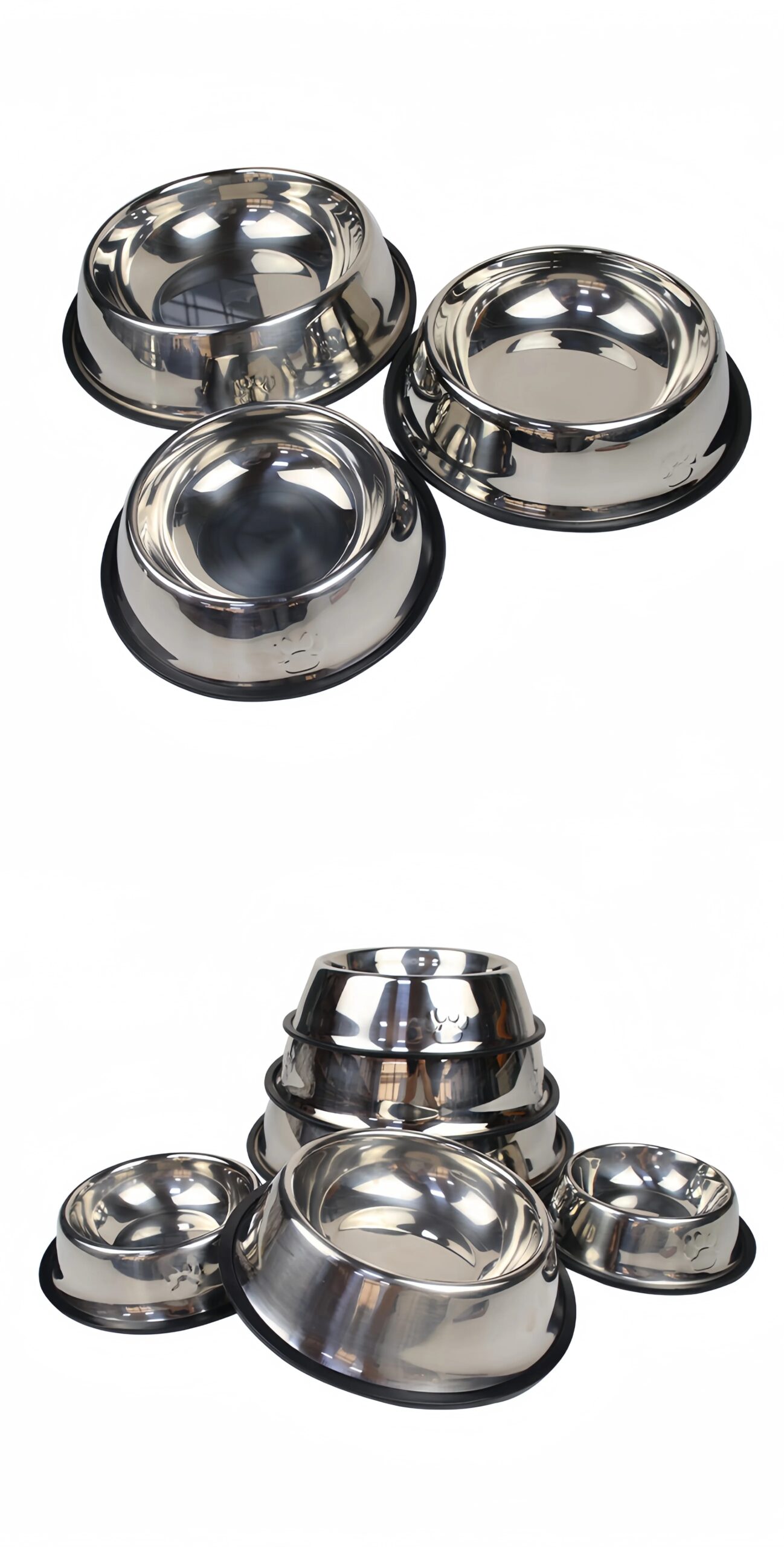 Cat Stainless Steel Bowl Pet Feeding Bowl Cat and Dog Drinking Bowl Metal Feeder Bowl Durable Easy To Clean 6 Sizes