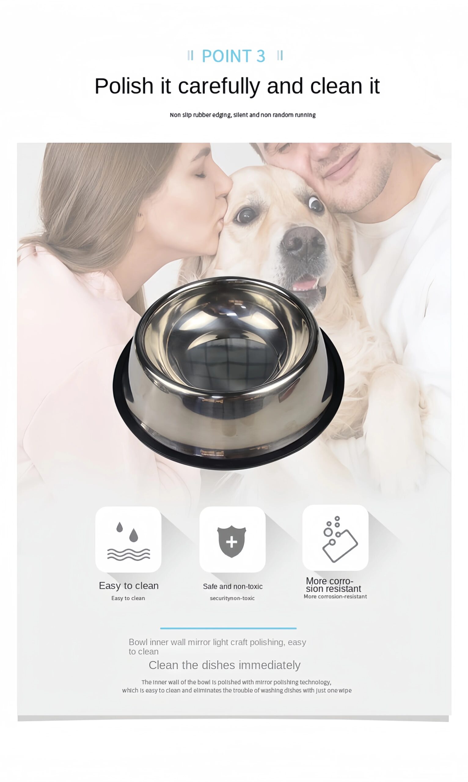 Cat Stainless Steel Bowl Pet Feeding Bowl Cat and Dog Drinking Bowl Metal Feeder Bowl Durable Easy To Clean 6 Sizes