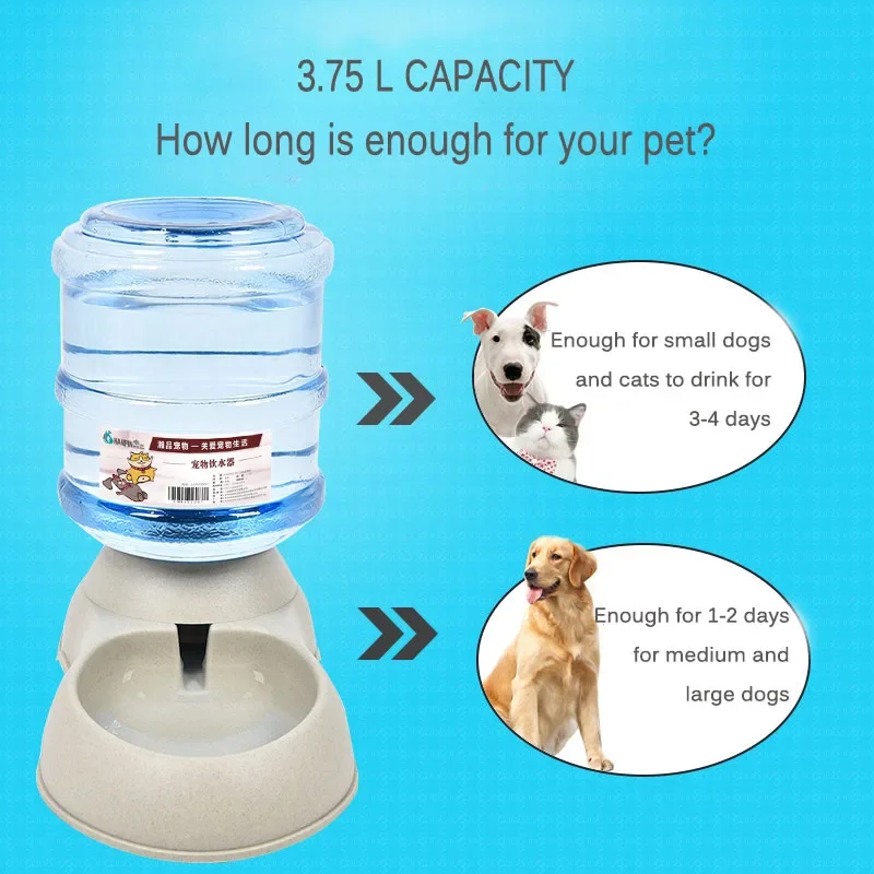 Automatic Dog Feeder Waterer High Capacity Pet Food Bowl Gravity Water Dispenser Pet Bowl for Dogs Cats 3.8 L