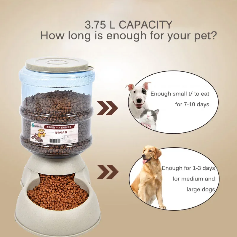 Automatic Dog Feeder Waterer High Capacity Pet Food Bowl Gravity Water Dispenser Pet Bowl for Dogs Cats 3.8 L