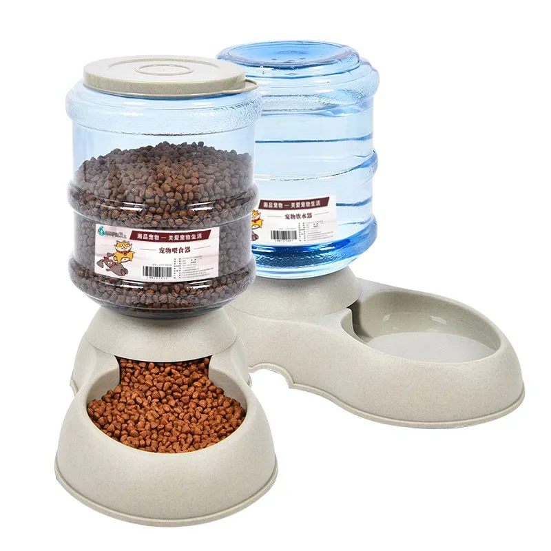 Automatic Dog Feeder Waterer High Capacity Pet Food Bowl Gravity Water Dispenser Pet Bowl for Dogs Cats 3.8 L