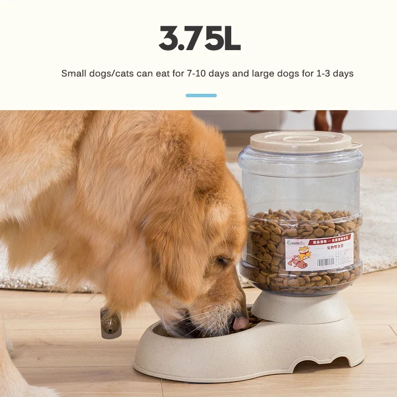 Automatic Dog Feeder Waterer High Capacity Pet Food Bowl Gravity Water Dispenser Pet Bowl for Dogs Cats 3.8 L