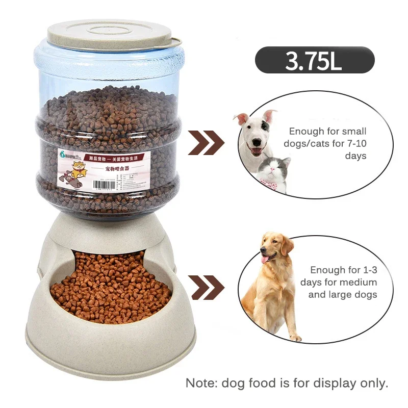 Automatic Dog Feeder Waterer High Capacity Pet Food Bowl Gravity Water Dispenser Pet Bowl for Dogs Cats 3.8 L