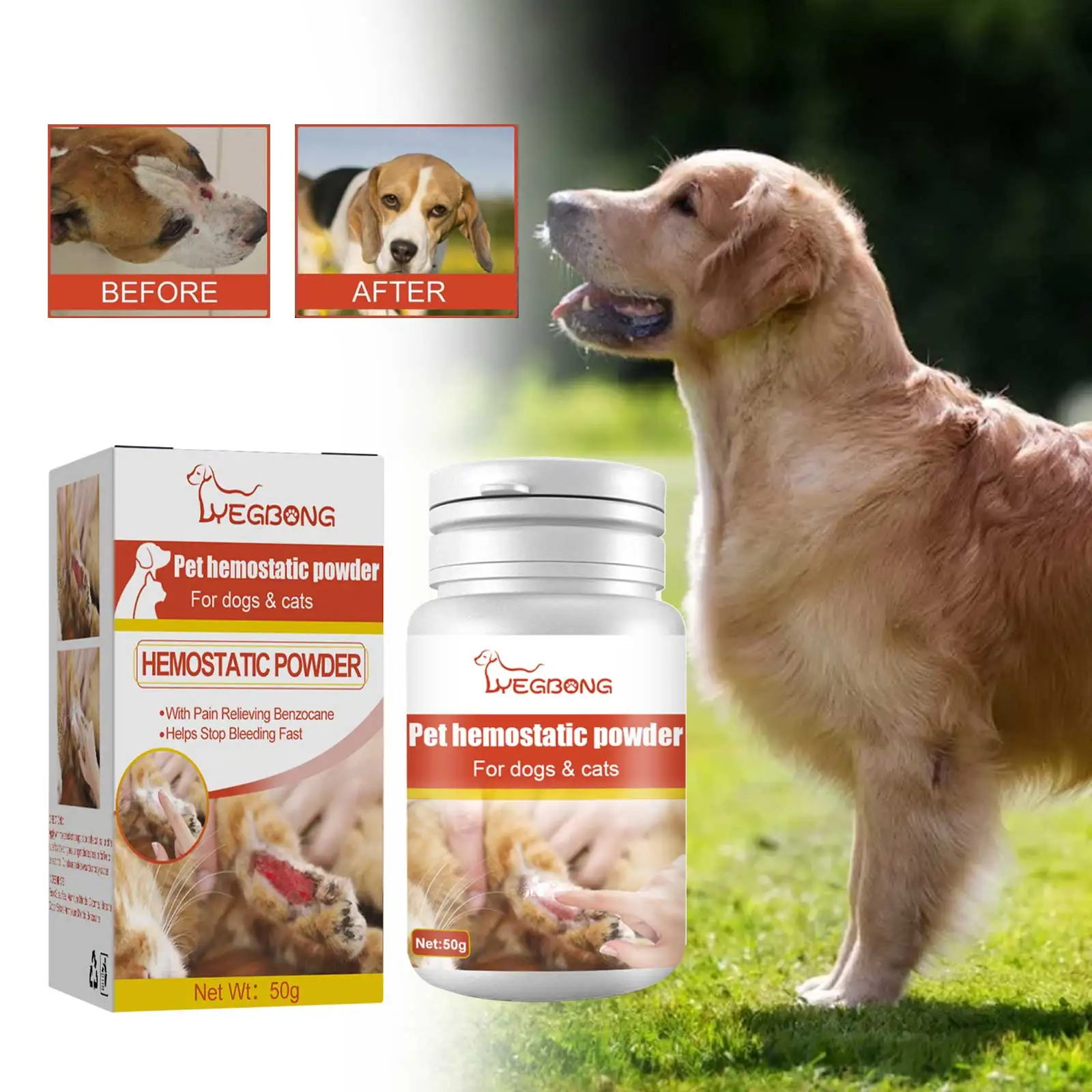 Pet Wound Styptic Powder Healing Bleeding Stop Powder Kitten Skin Broken Puppy Injury Pets Aids.