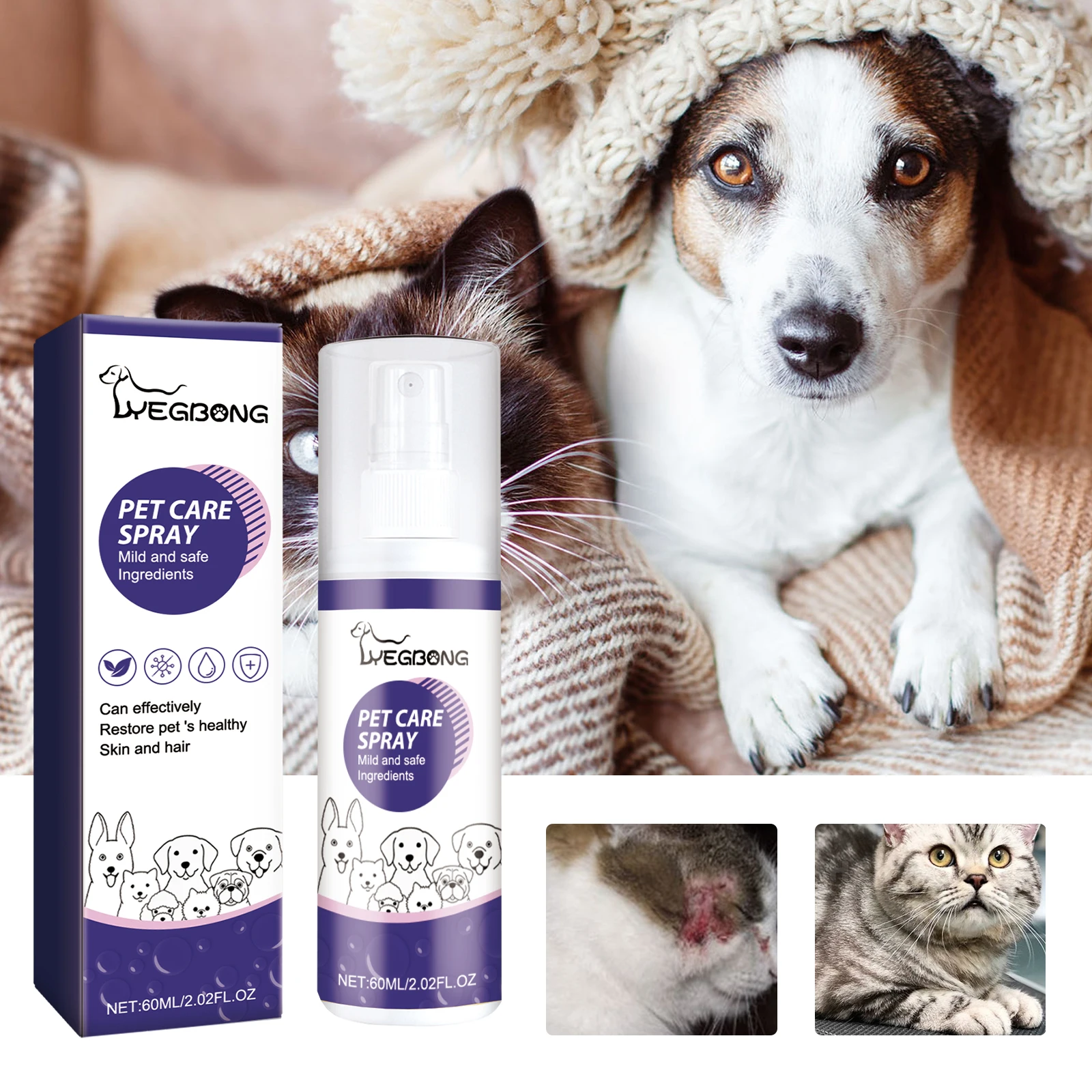 Pet Antimicrobial Spray for Skin Wound Care and Itch Relief