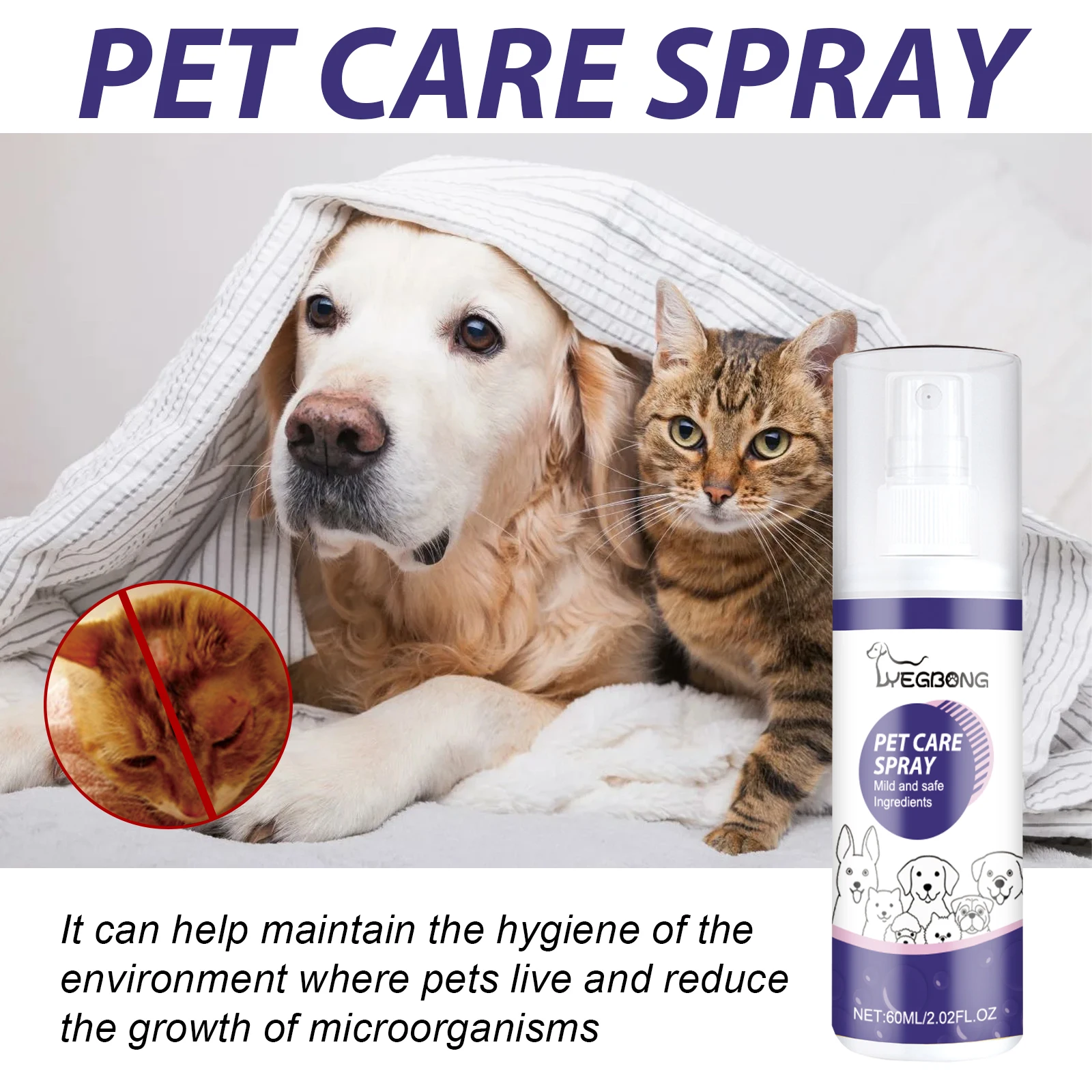 Pet Antimicrobial Spray for Skin Wound Care and Itch Relief