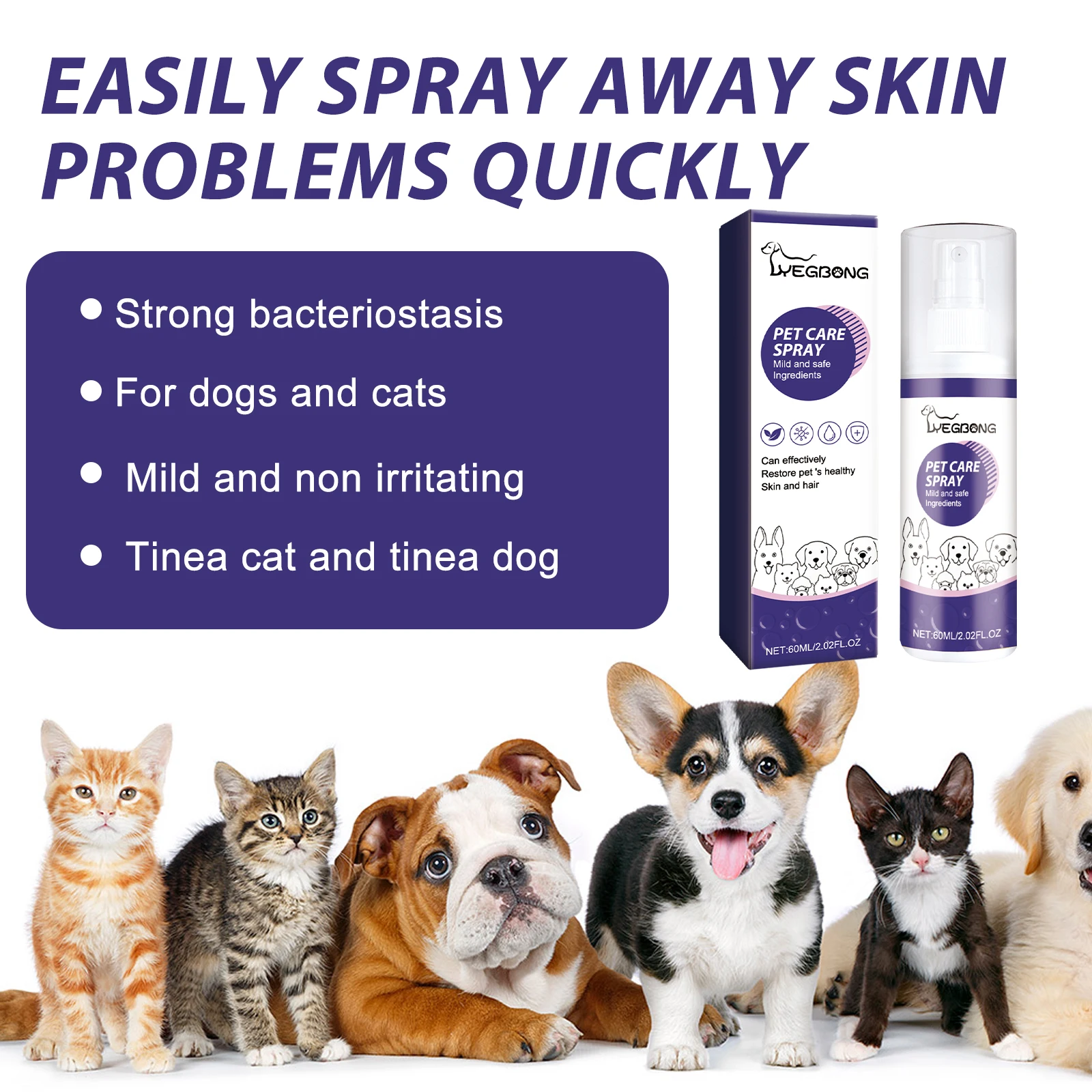 Pet Antimicrobial Spray for Skin Wound Care and Itch Relief