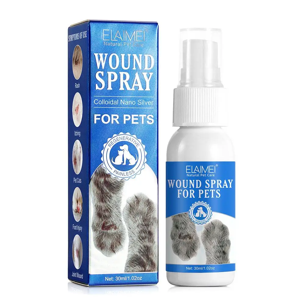 Pet Wound Spray Dog Cat Skin Rash Moss Scratch Wound Treatment Repair Bacteria Blocking Liquid Wound Spray 30ml