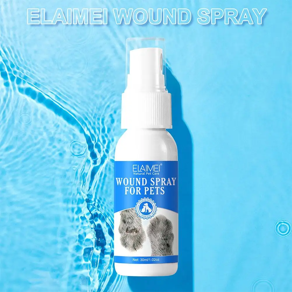 Pet Wound Spray Dog Cat Skin Rash Moss Scratch Wound Treatment Repair Bacteria Blocking Liquid Wound Spray 30ml