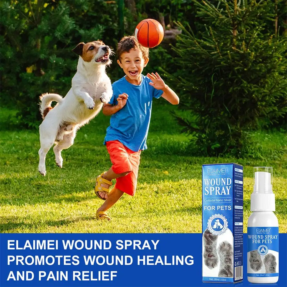 Pet Wound Spray Dog Cat Skin Rash Moss Scratch Wound Treatment Repair Bacteria Blocking Liquid Wound Spray 30ml