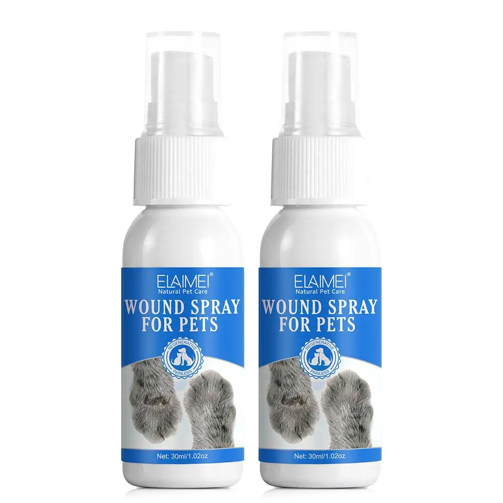 Pet Wound Spray Dog Cat Skin Rash Moss Scratch Wound Treatment Repair Bacteria Blocking Liquid Wound Spray 30ml