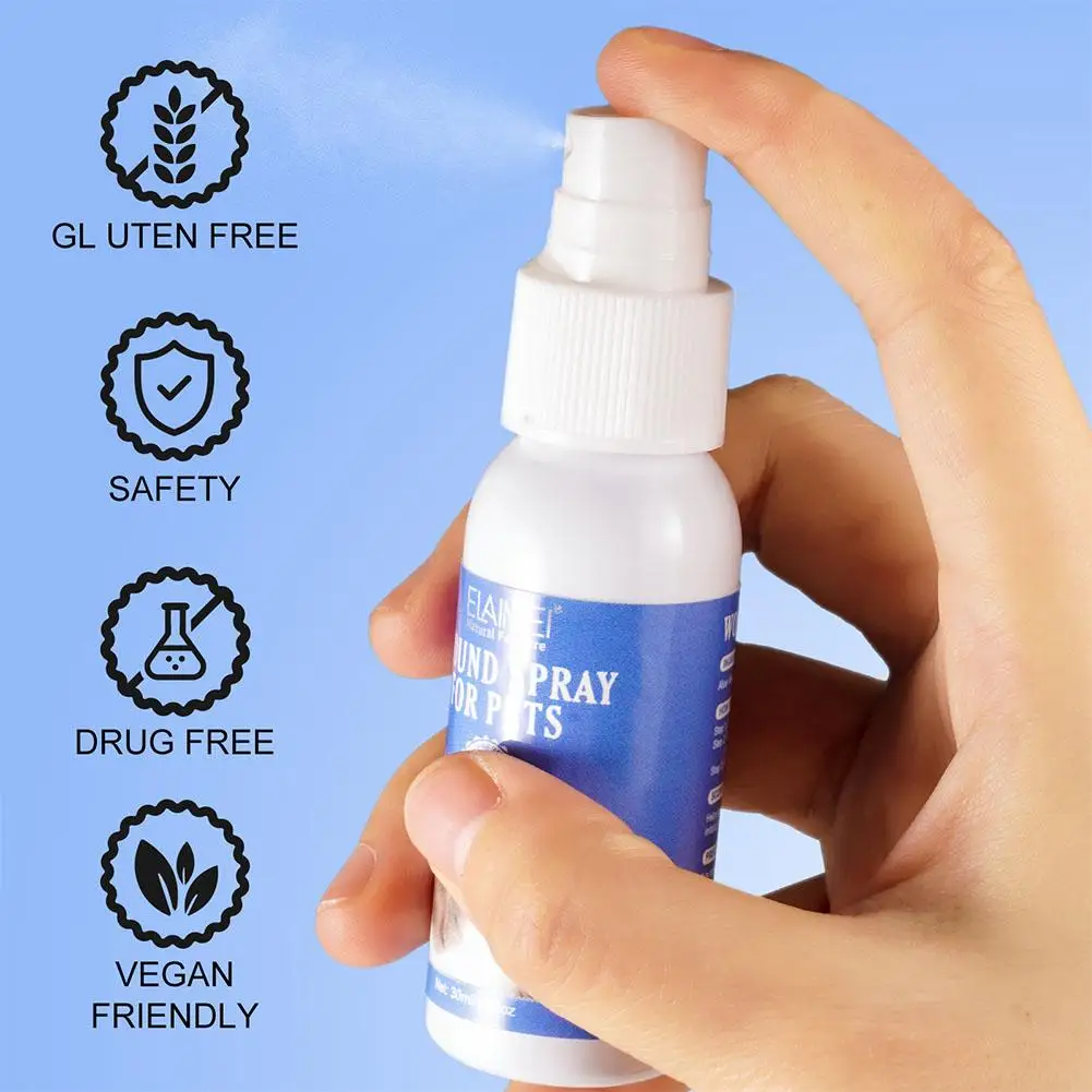 Pet Wound Spray Dog Cat Skin Rash Moss Scratch Wound Treatment Repair Bacteria Blocking Liquid Wound Spray 30ml