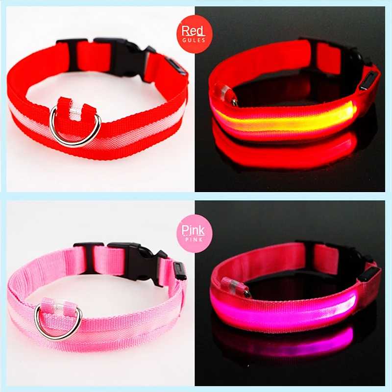 USB Rechargeable Luminous Collar Adjustable Led Glowing Dog Collar for Large Small Dogs Cat Night Light Collar Pet Safety