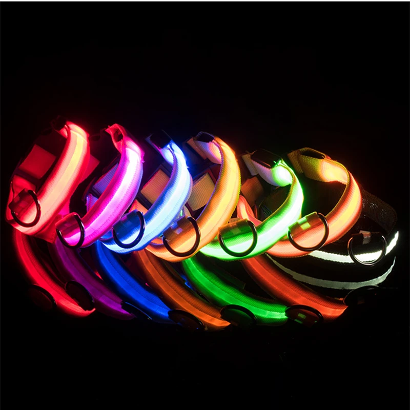 USB Rechargeable Luminous Collar Adjustable Led Glowing Dog Collar for Large Small Dogs Cat Night Light Collar Pet Safety