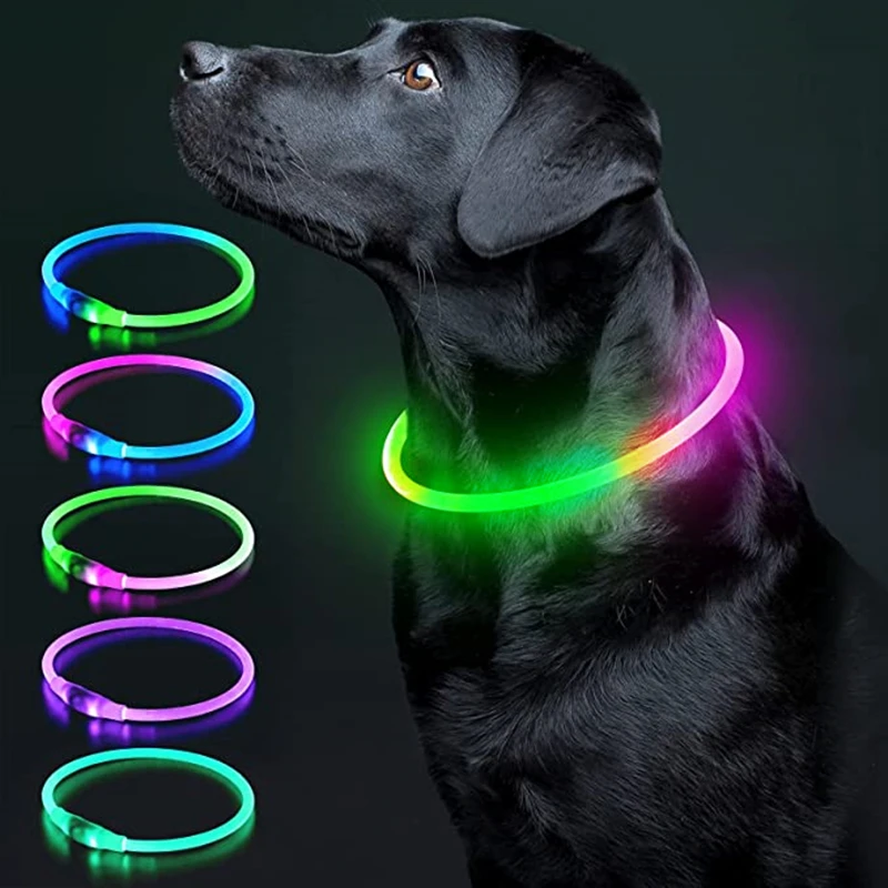 USB Rechargeable Luminous Collar Adjustable Led Glowing Dog Collar for Large Small Dogs Cat Night Light Collar Pet Safety