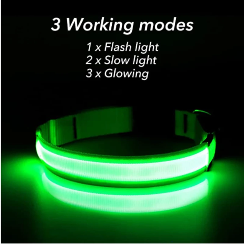 USB Rechargeable Luminous Collar Adjustable Led Glowing Dog Collar for Large Small Dogs Cat Night Light Collar Pet Safety