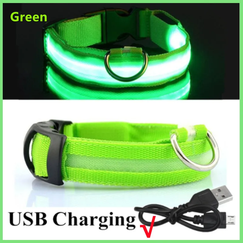 USB Rechargeable Luminous Collar Adjustable Led Glowing Dog Collar for Large Small Dogs Cat Night Light Collar Pet Safety