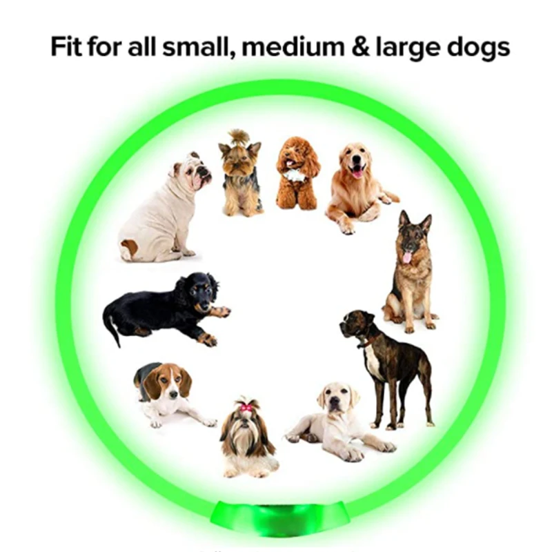 USB Rechargeable Luminous Collar Adjustable Led Glowing Dog Collar for Large Small Dogs Cat Night Light Collar Pet Safety