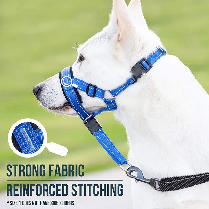 Reflective Dog Mouth Muzzles Anti Bark Dog Collar Breathable Dog Training Tool Nylon Muzzle Set With Strips Summer Pet Leashes