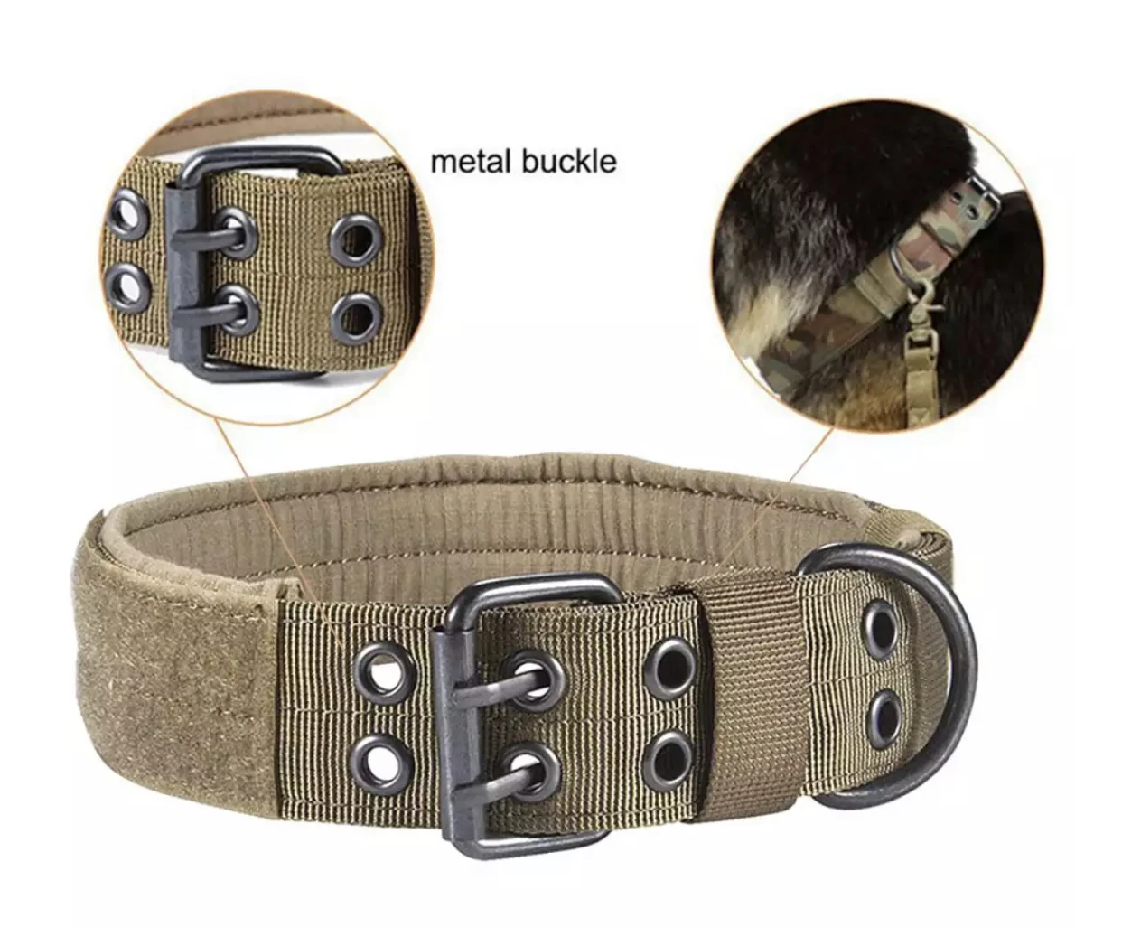 Adjustable Dog Collar Classic Reflective Training Military Dog Collar Nylon Heavy Duty Tactical Dog Collar German Shepherd