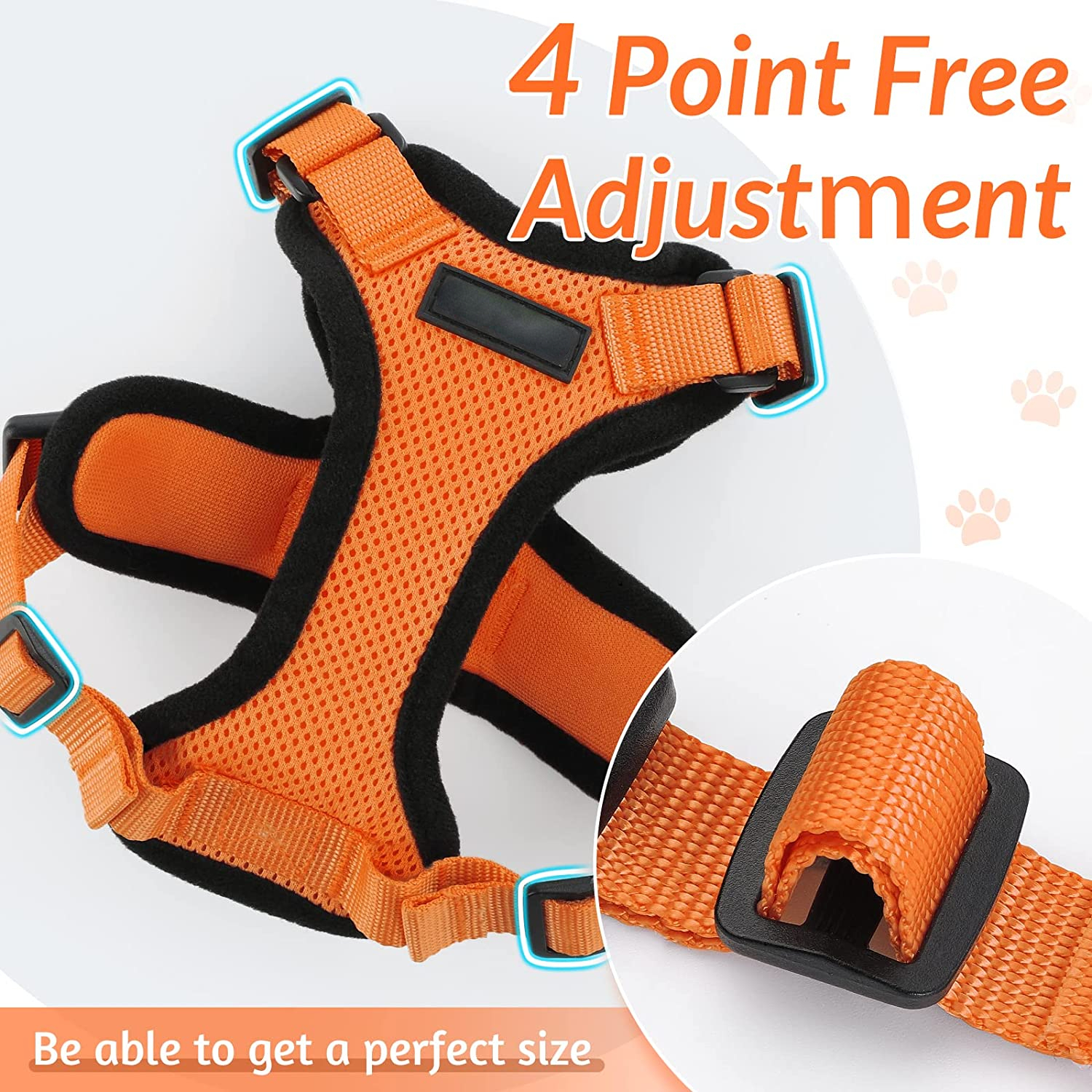 ATUBAN Cat Harness and Leash for Walking, Escape Proof Soft Adjustable Vest Harnesses for Cat, Breathable Reflective Strips Jacket