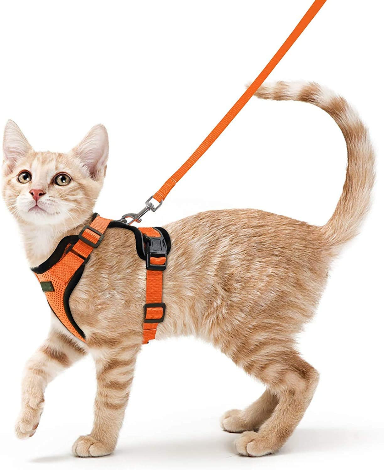 ATUBAN Cat Harness and Leash for Walking, Escape Proof Soft Adjustable Vest Harnesses for Cat, Breathable Reflective Strips Jacket