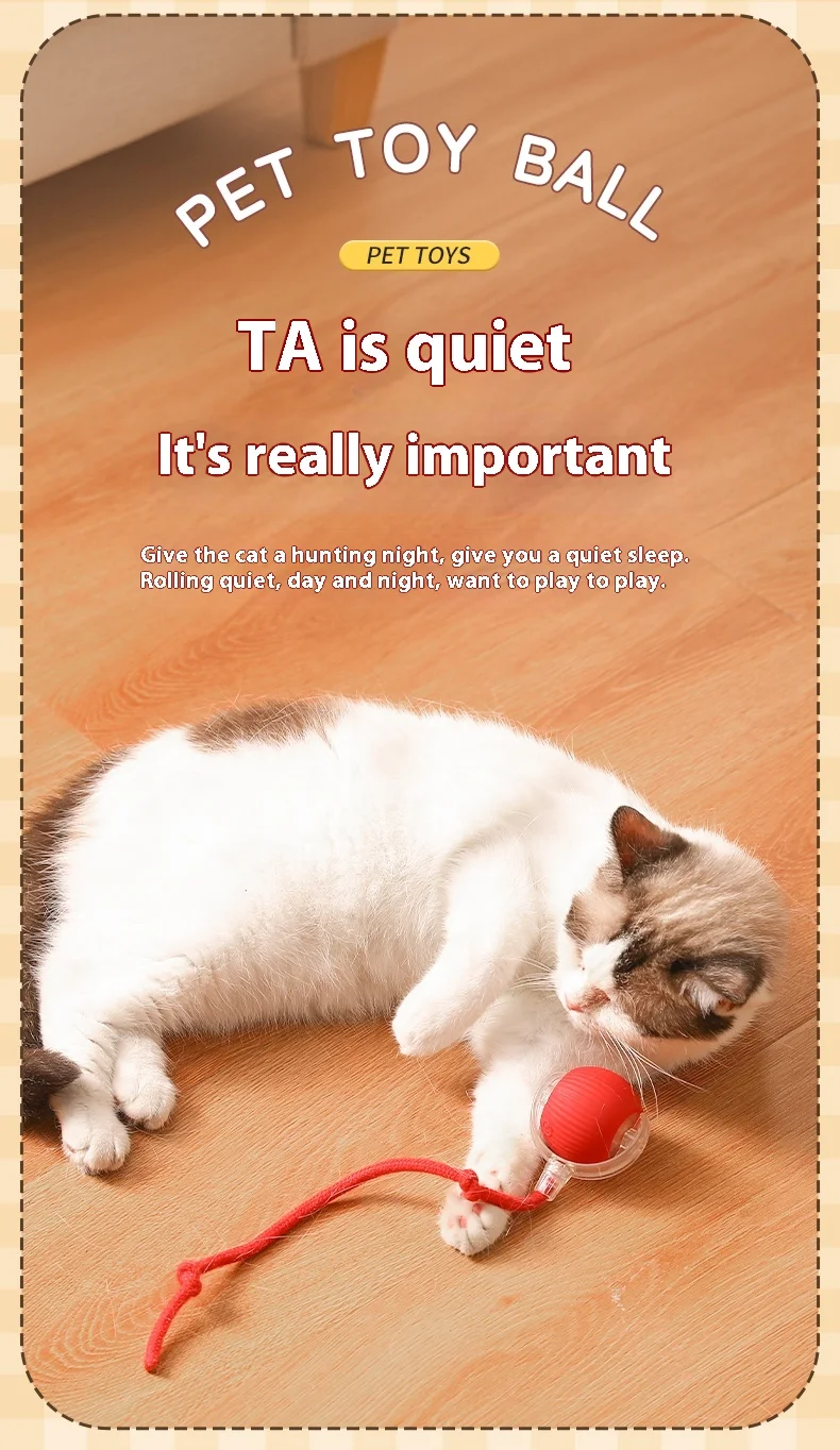 Cat Interactive Ball Toys Automatic Rolling Ball Faux Tail Rechargeable Smart Pet Electric Toy Dog Cat Training Imitate Mouse