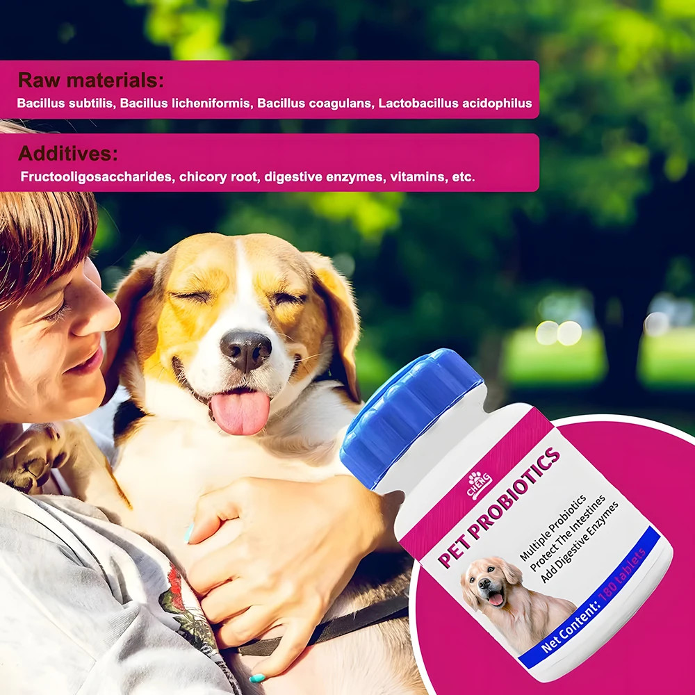 Pet Digestive Health Probiotic Supplements for Cats and Dogs - 180 Tablets