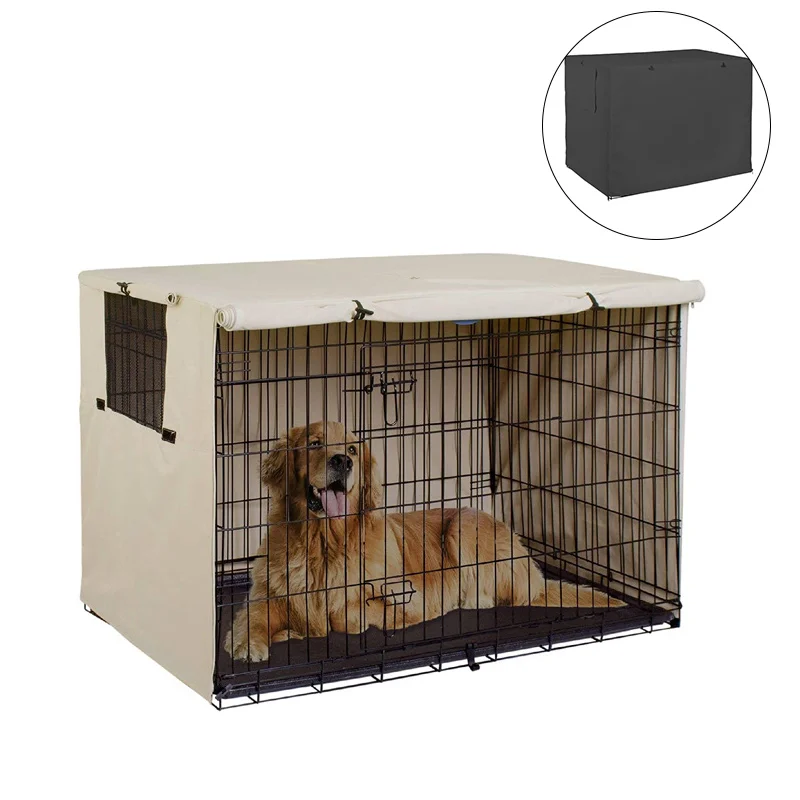 Universal Dog Cage Rainproof Dust Cover Wire Crate  Covers, Outdoor Waterproof Sun Protection Durable Pet Kennel Case