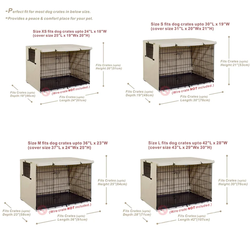 Universal Dog Cage Rainproof Dust Cover Wire Crate  Covers, Outdoor Waterproof Sun Protection Durable Pet Kennel Case