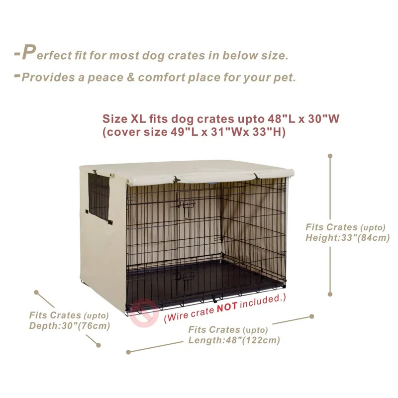 Universal Dog Cage Rainproof Dust Cover Wire Crate  Covers, Outdoor Waterproof Sun Protection Durable Pet Kennel Case